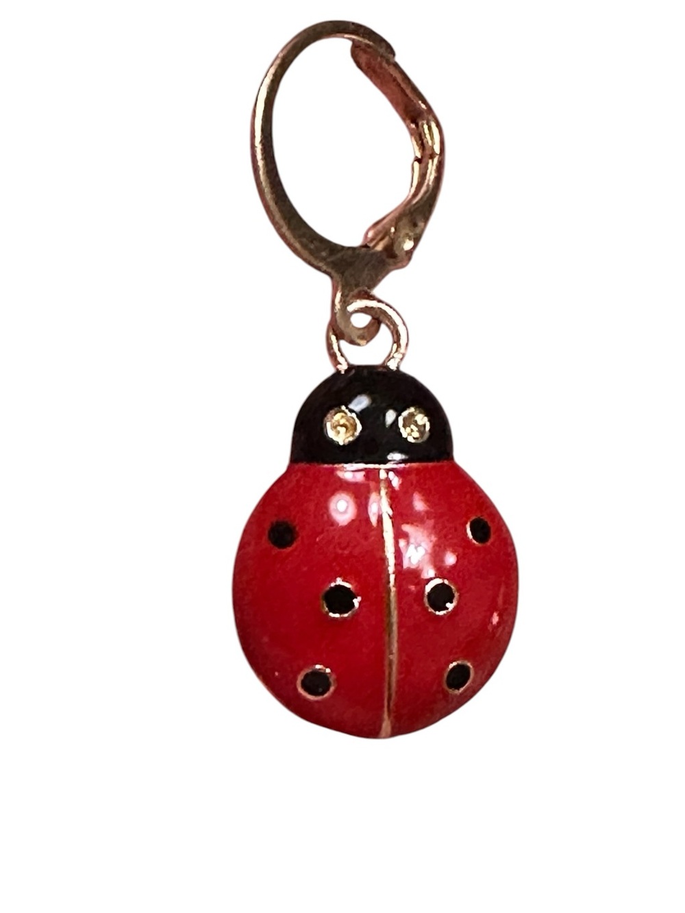 Red Ladybug Drop Earrings - Picture 7 of 8